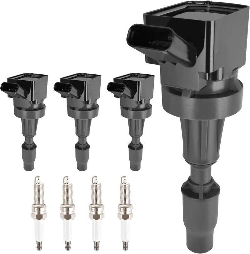 HYR Set of 4 Ignition Coil Pack and Iridium Spark Plugs Fit for 1.6L 2015-2020 Hyundai Elantra GT Kona Sonata Tucson Veloster Kia Forte Forte5 Optima Soul L4 Replaces UF817 - Image 1